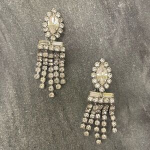 Crystal Fringe Drop Earrings - Silver Tone